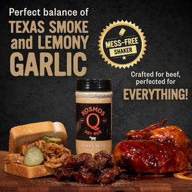 Kosmos Q Texas Beef Dry Rub on grill ready steak flavor