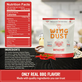 Kosmos Q Hot Buffalo Wing Dust spices cauliflower bites with bold heat