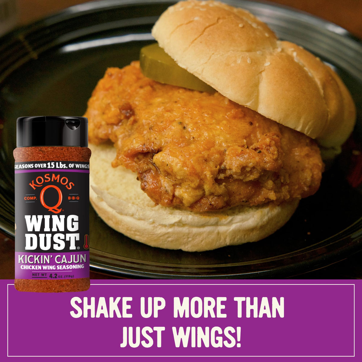 Kosmos Q Kickin’ Cajun Wing Dust for grilling and smoking meat with Southern attitude