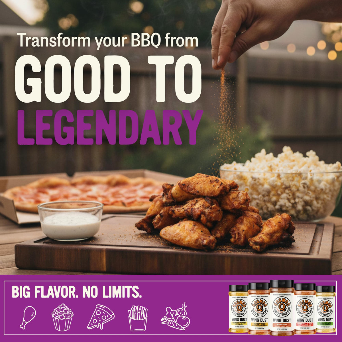 Kosmos Q Kickin’ Cajun Wing Dust enhances seafood with bold Cajun seasoning