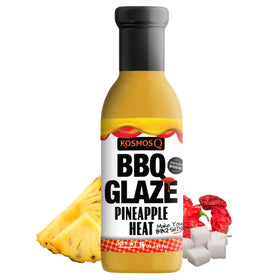 Kosmos Q Pineapple Heat glaze bottle front, ready for summer BBQs and grilling sessions