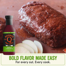 Kosmos Q Sweet Apple Chipotle BBQ Sauce finishing meat during last minutes.