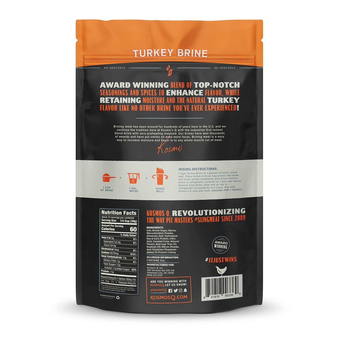 Kosmos Q Turkey Brine Soak competition-tested recipe delivers reliable flavor.