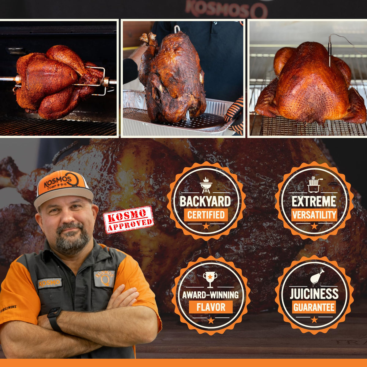 Kosmos Q Turkey Brine Soak yields juicy slices with steady tenderness.
