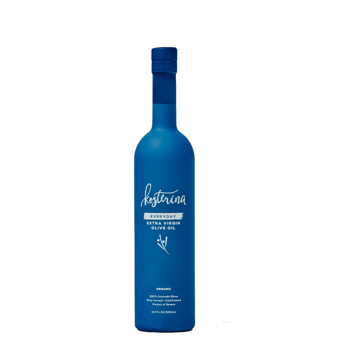 Kosterina Everyday Organic Olive Oil bottle ideal for drizzle.