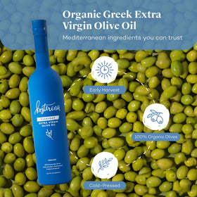 Kosterina high-heat olive oil in a pan for cooking.