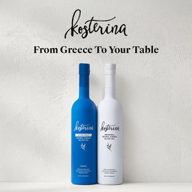 Kosterina EVOO bottle paired with fresh vegetables for cooking