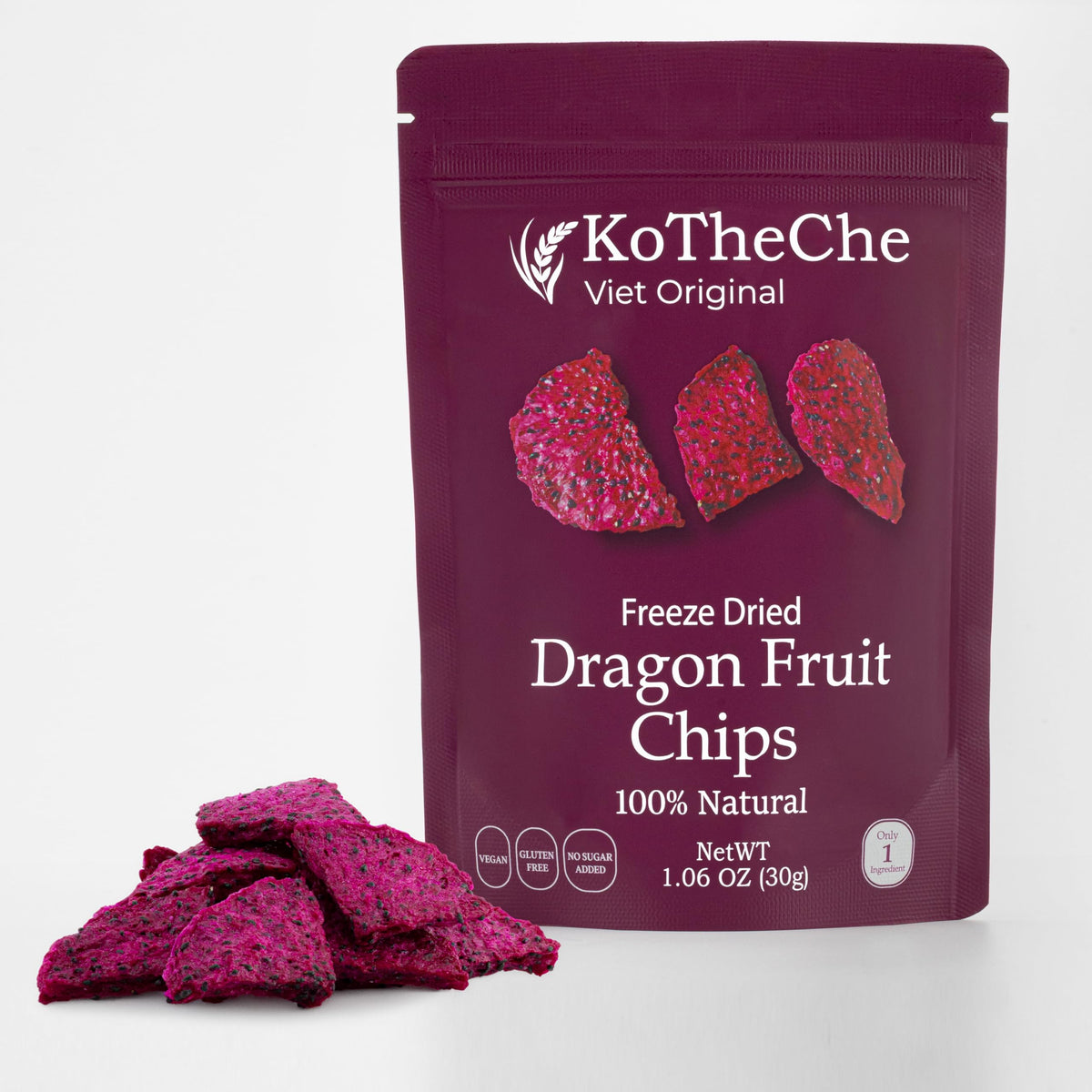 KOTHECHE Dragon Freeze-Dried Fruit 4-pack bag; crunchy, natural sweetness for on-the-go snacking.