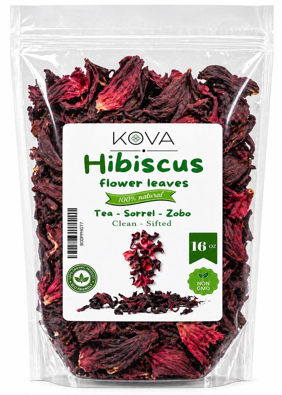 Kovafood dried hibiscus flowers pack ready for brewing