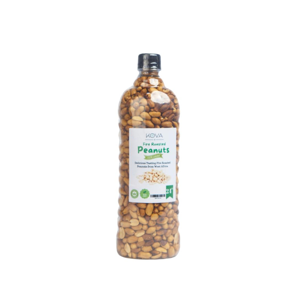 Kovafood fire roasted groundnuts packaging showcases natural ingredients and fresh crunch.