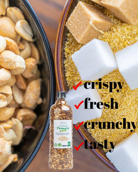 Kovafood groundnuts served with bananas or garri as a snack.