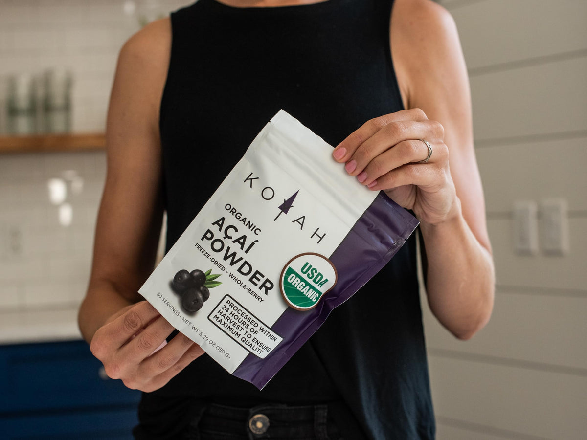 KOYAH acai powder pouch offers easy storage and portability.