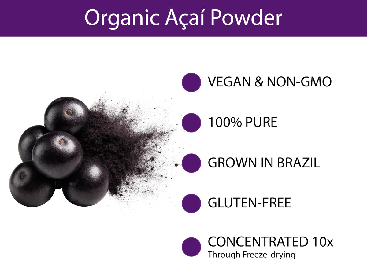 KOYAH acai powder smoothie bowl adds vibrant color and flavor.