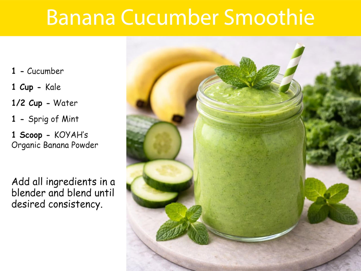 KOYAH Banana Powder in a smoothie bowl adds natural sweetness