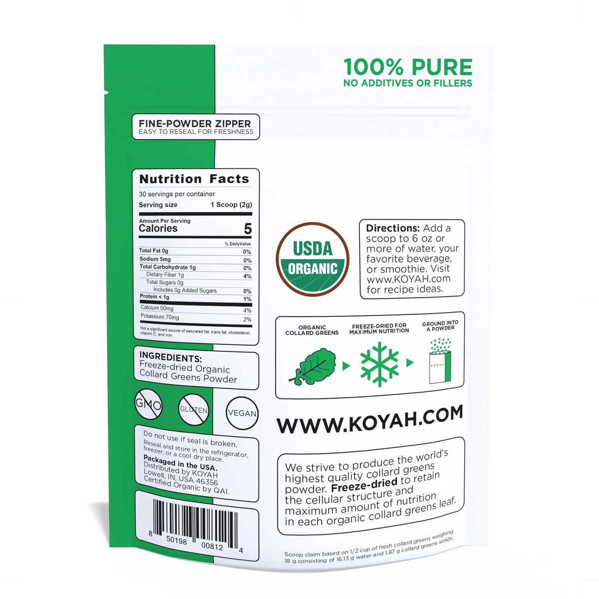 KOYAH collard greens powder scoop for easy, measured servings