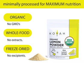 KOYAH Lemon Powder in bulk packaging for easy measurement in cooking.