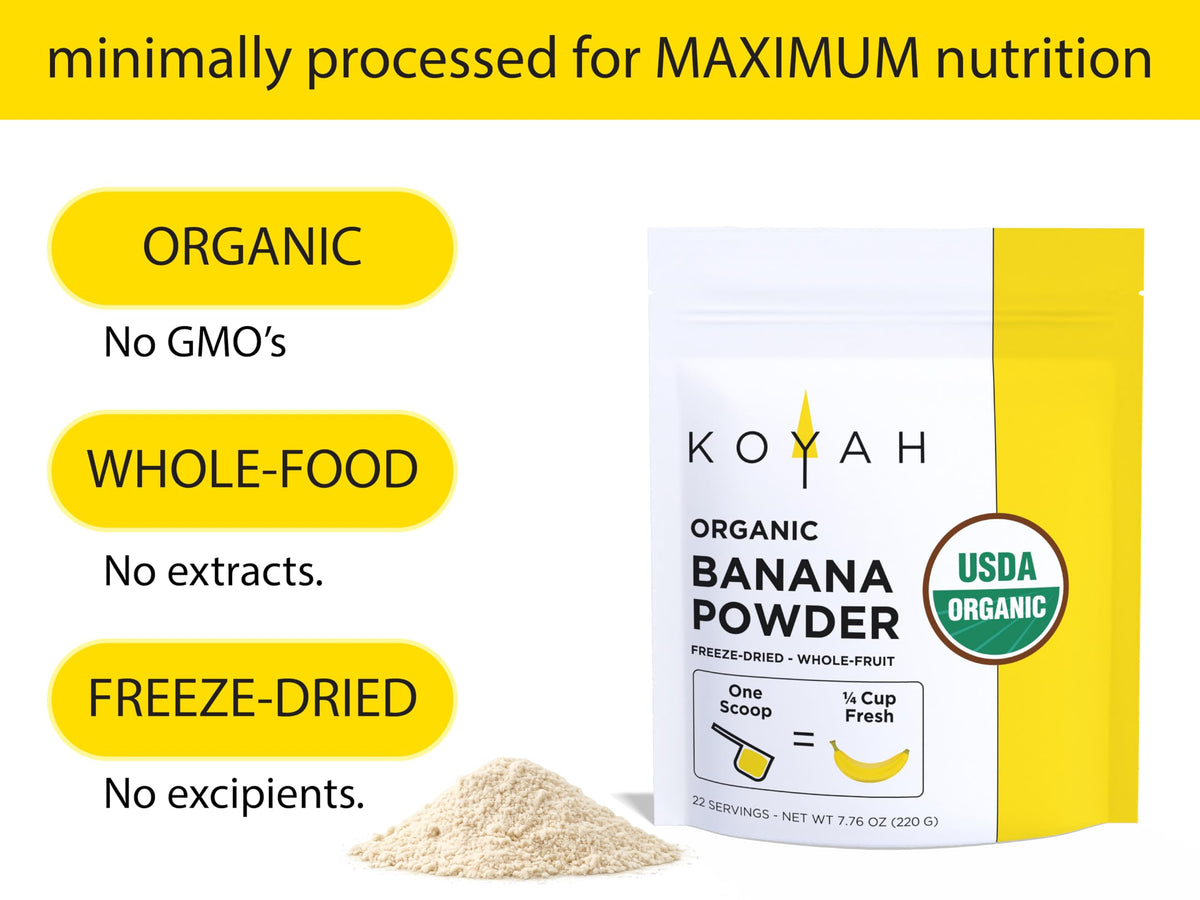 KOYAH Organic Banana Powder pouch ideal for baking and mixing