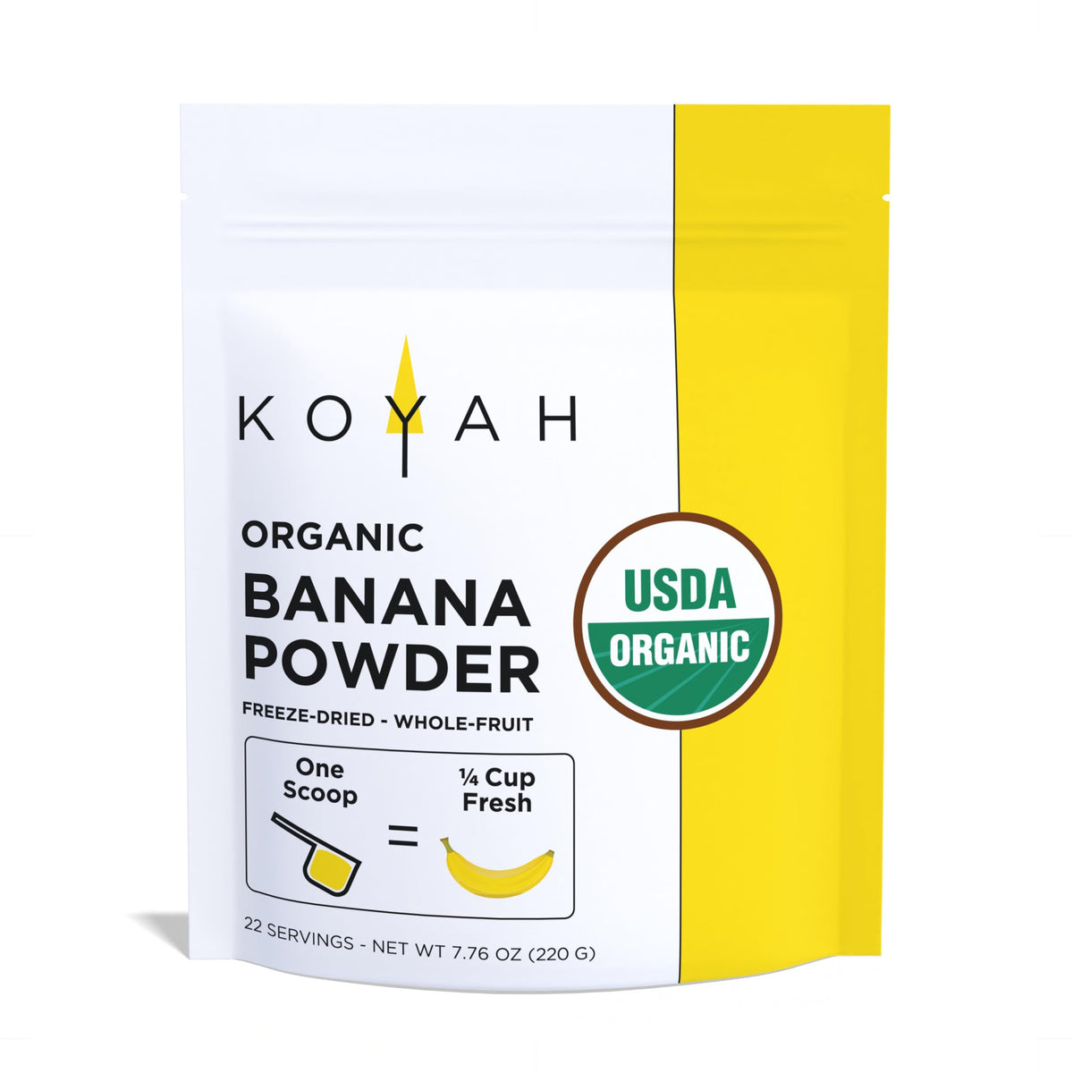 KOYAH Organic Freeze-Dried Banana Powder bottle for convenient daily use