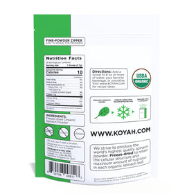 KOYAH Spinach Powder scoop with powder, convenient 30 servings.
