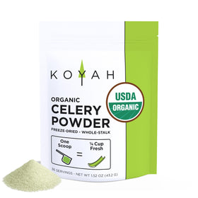 KOYAH Celery Powder bottle shows organic, convenient flavor booster for recipes