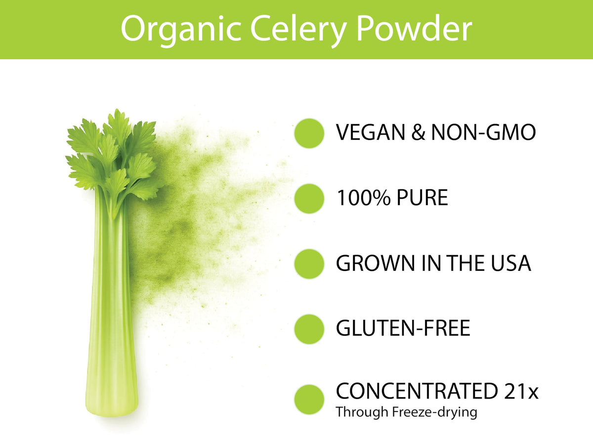 KOYAH Celery Powder jar closeup reveals crisp texture and pure ingredients