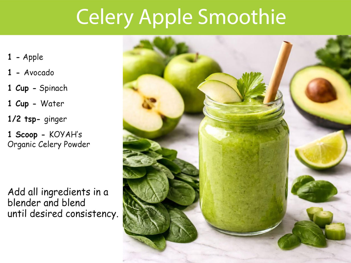 KOYAH Celery Powder packaging pouch emphasizes 36 servings for consistent use
