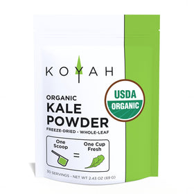 KOYAH Organic USA Kale Powder packaging shows clean label and vegan-friendly appeal