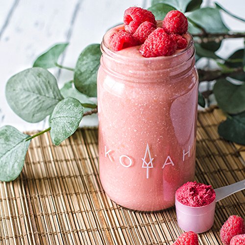 KOYAH resealable jar keeps raspberry powder fresh for daily use.