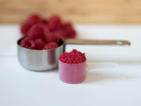 KOYAH Serbia-origin raspberries add natural sweetness to the powder.
