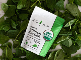 KOYAH Spinach Powder package detail with single-ingredient label.