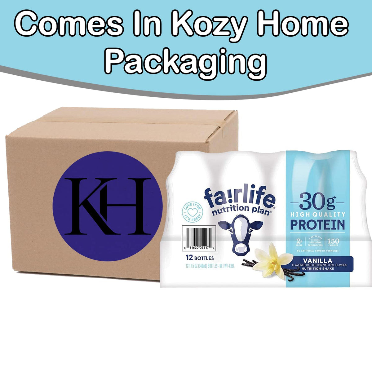 Kozy Home Fairlife 12-pack box shows convenient bulk protein on the go