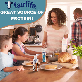 Kozy Home Fairlife strawberry protein shake bottle with fruity note on the go