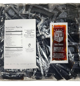 Bulk takeout soy sauce packets ideal for catering events and parties.
