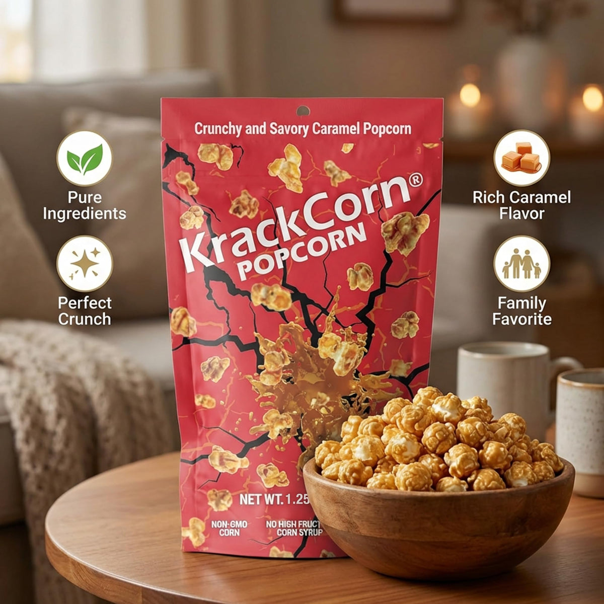 KrackCorn light and fluffy popcorn texture for easy snacking