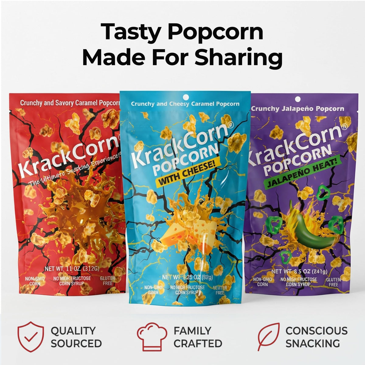 KrackCorn sweet and salty caramel popcorn for snacks