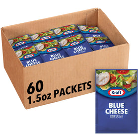 Kraft Blue Cheese Dressing packet on salad for quick flavor boost