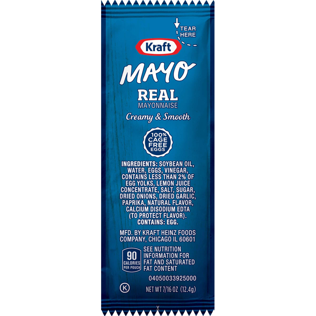Kraft Mayonnaise branding on the packet communicates quality for carry-out orders.