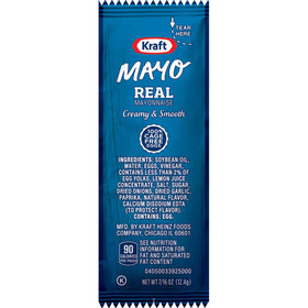 Kraft Mayonnaise branding on the packet communicates quality for carry-out orders.