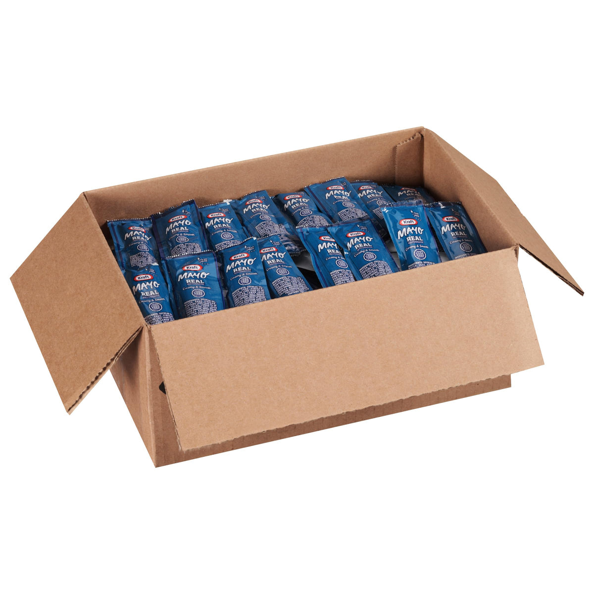 Kraft Mayonnaise packet open-ready for fast, mess-free sandwich assembly.