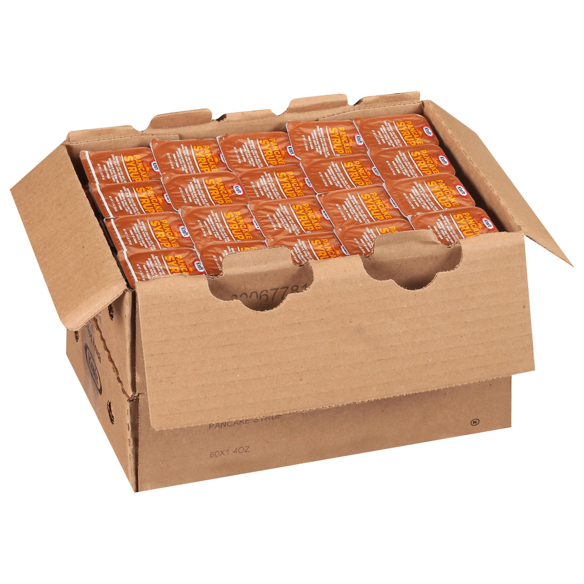 Close-up of Kraft Pancake Syrup maple flavor cups, aroma and usability.