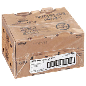 Kraft Pancake Syrup dip cups in use with pancakes, showcasing dipping and topping versatility.
