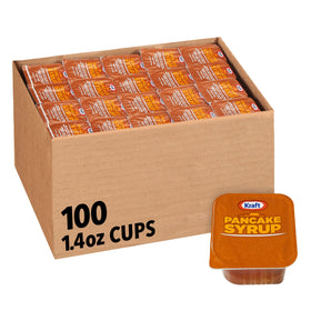 Kraft Pancake Syrup single-serve dip cups, front view, convenient portion control for breakfasts.