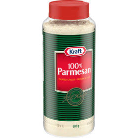 Kraft parmesan grated sprinkled on pasta for a rich, savory topping.