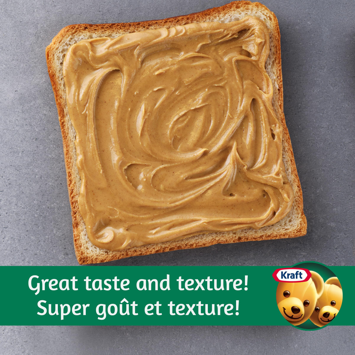 Kraft Peanut Butter Smooth 2 kg jar with sandwich, classic flavor for lunches.