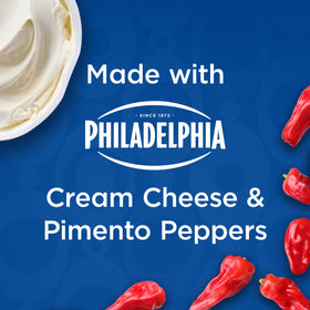Close-up of Kraft Pimento Spread with Philadelphia Cream Cheese in the jar.