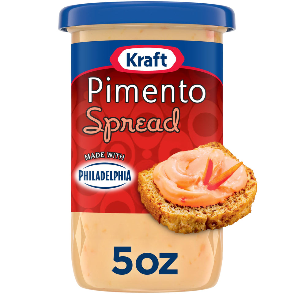 Kraft Pimento Spread on crackers for a quick, flavorful snack.