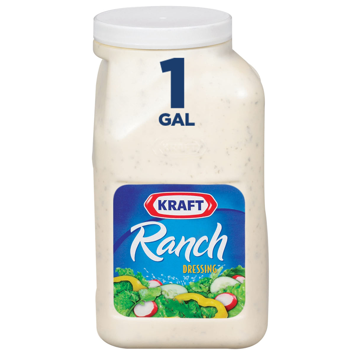 Kraft Ranch Dressing pour bottle shows creamy texture and versatile flavor for salads.