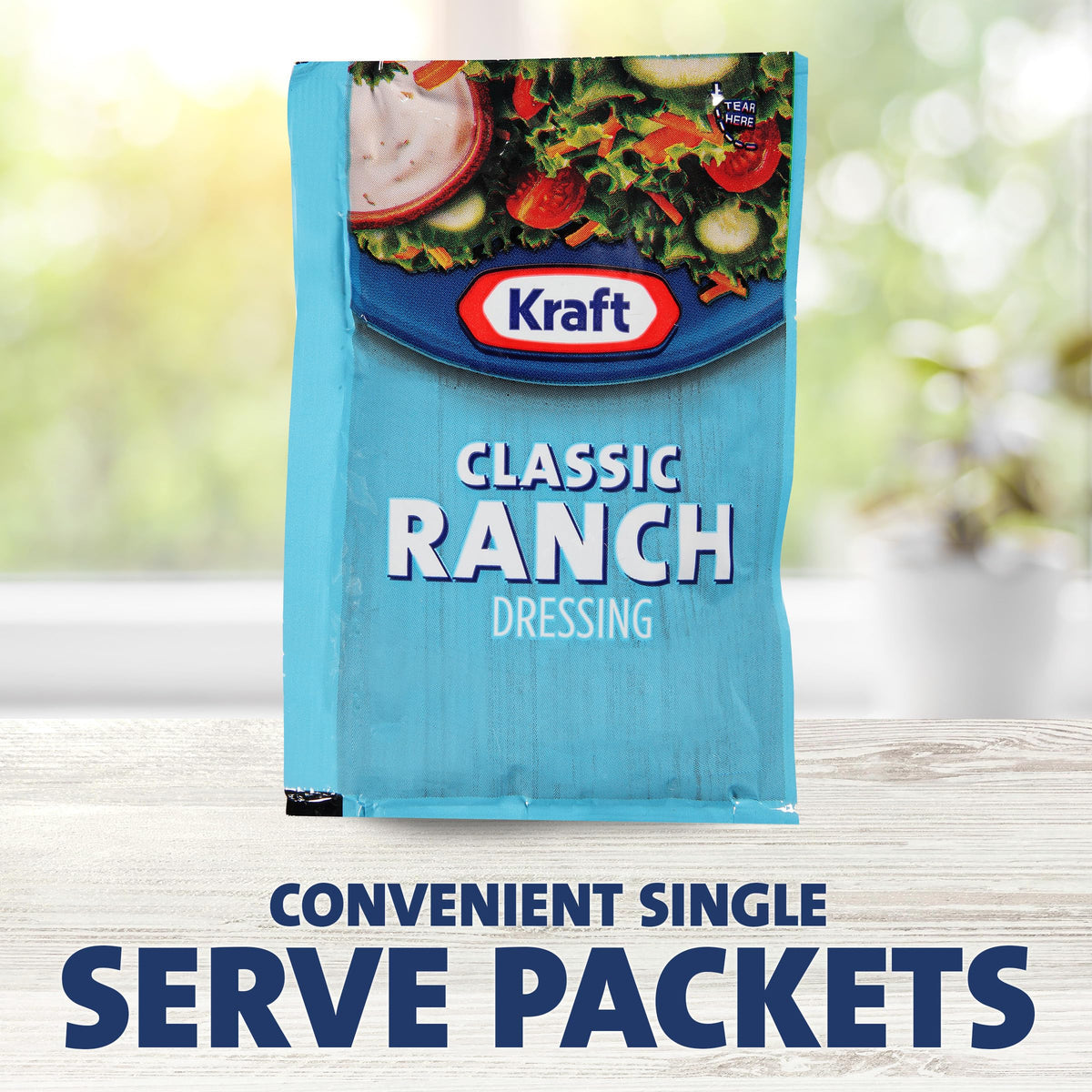 Kraft Ranch dressing on a travel-friendly packet for on-the-go meals