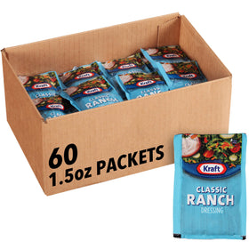 Kraft Ranch single-serve dressing packet beside a crisp salad for quick meals