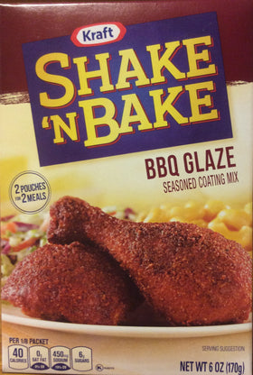 Kraft Shake N Bake BBQ Glaze coating 6oz box for crispy oven-baked chicken